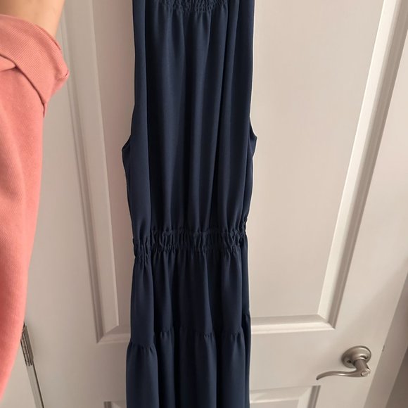 Aritzia Wilfred Effet Dress in Summer Night Navy Blue - Picture 4 of 4